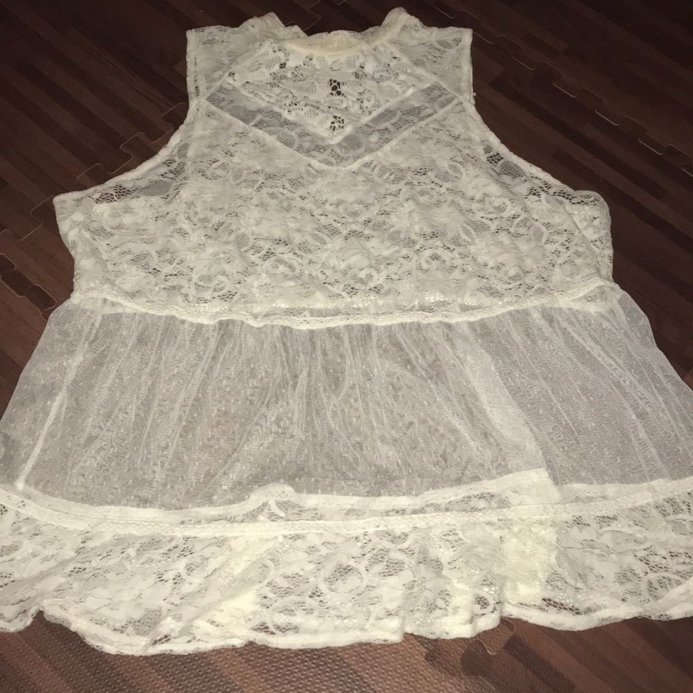 Cream lace sleeveless top